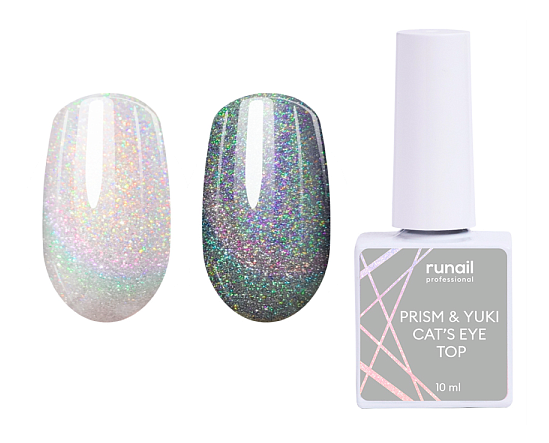 Ru Nail, Глянцевый топ PRISM & YUKI CAT'S EYE TOP (без липкого слоя), 10 мл №7658