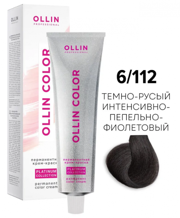 6/112 Перманентная крем-краска Ollin Color Platinum Collection, 100мл