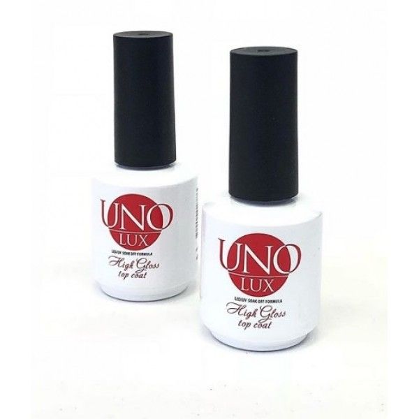 UNO, Верхнее покрытие без липкого слоя, Lux High Gloss Coat, с усиленным УФ фильтром, 15мл