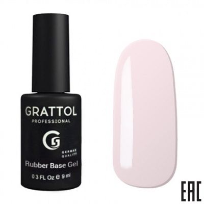 Grattol Rubber Glitter Камуфлирующая база №01 9мл