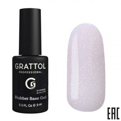 Grattol Rubber Glitter Камуфлирующая база №03 9мл