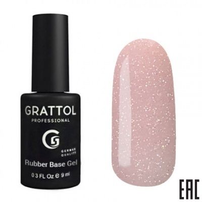 Grattol Rubber Glitter Камуфлирующая база №06 9мл