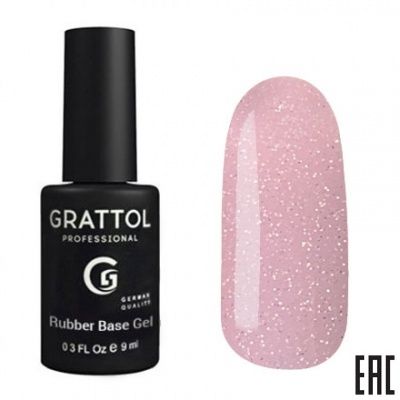 Grattol Rubber Glitter Камуфлирующая база №08 9мл