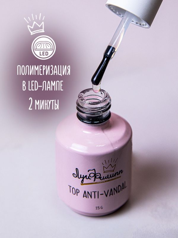 Луи Филипп Топ для гель лака без липкого слоя, Top Anti-Vandal, 15мл