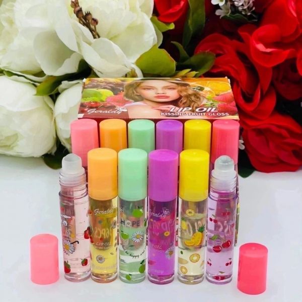 Масло для губ GERALDY LIP OIL KISSING FRUIT GLOSS (с цветочками)