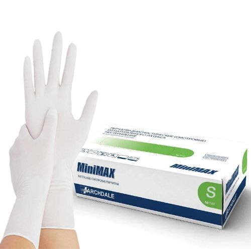 MiniMax, Перчатки латексные, опудренные, размер M, (цвет белый), 5 пар