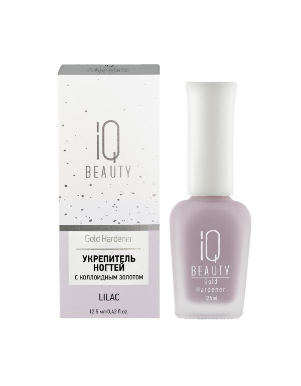 IQ BEAUTY - Укрепитель ногтей с коллоидным золотом Gold Hardener Lilac, 12,5мл