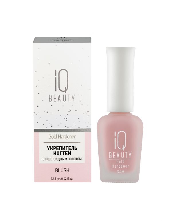 IQ BEAUTY - Укрепитель ногтей с коллоидным золотом Gold Hardener Blush, 12,5мл