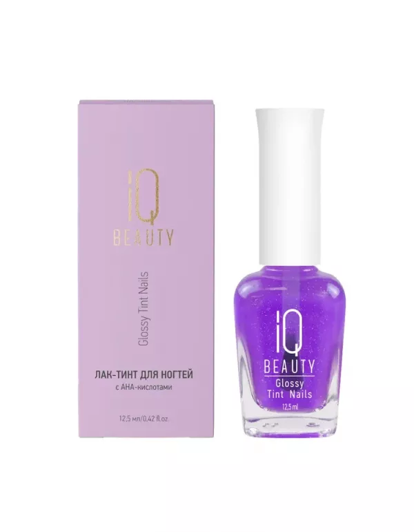 IQ BEAUTY - Лак-тинт для ногтей с АНА-кислотами Glossy Tint Nails Lilac Glow, 12,5мл