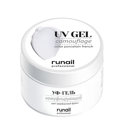 Ru Nail, Камуфлирующий УФ-гель, №4070, 15г, (цвет фарфоровый френч)