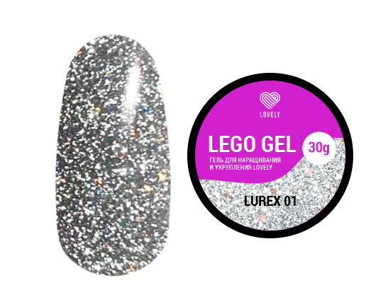 Гель для наращивания и укрепления светоотражающий Lovely, Lego Gel Lurex 01, 30гр