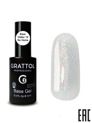 Grattol Rubber Glitter Камуфлирующая база №10 9мл