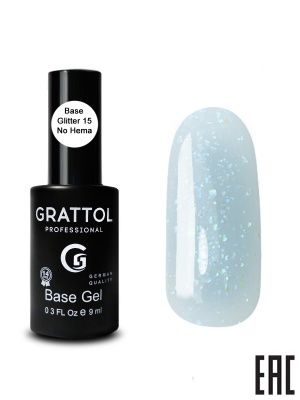 Grattol Rubber Glitter Камуфлирующая база №15 9мл