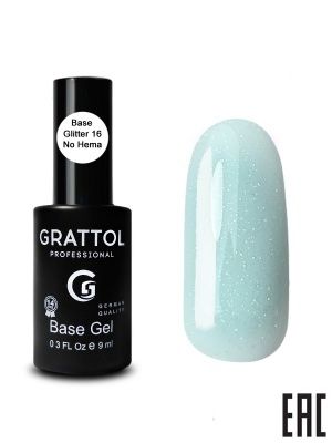 Grattol Rubber Glitter Камуфлирующая база №16 9мл